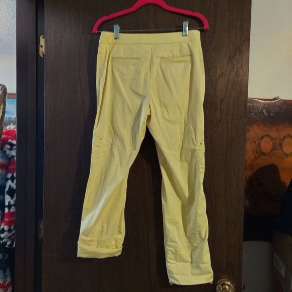 Vintage Retro Chico Pale Yellow Capri Chopped Rolled Cuff Pants, XS, 00 - Picture 5 of 8